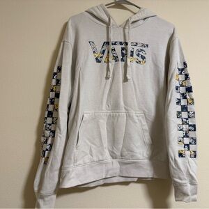 Vans Cream Graphic Hoodie with Checkered Sleeves